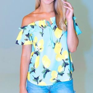 NWT- Lemon Off the Shoulder top (M & L)